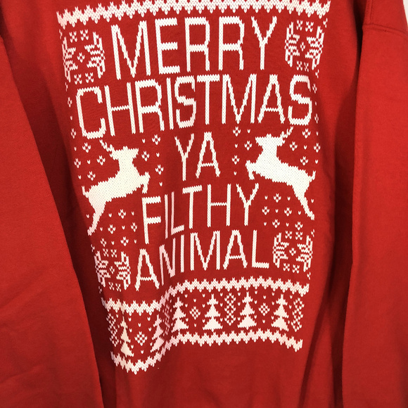 Merry Christmas Ya Filthy Animal Sweatshirt XL - Picture 2 of 4
